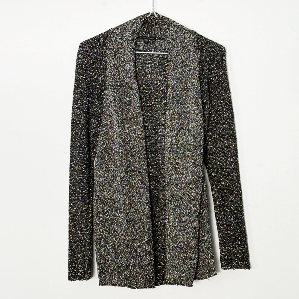 Eileen Fisher Woman Black Cotton Knit Open Front Cardigan SMALL Classic Coastal